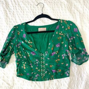 Urban Outfitters green floral corset top